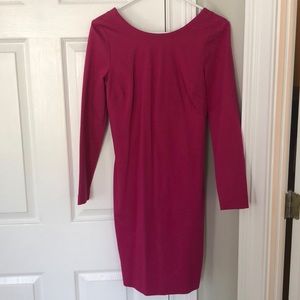 Long sleeve hot pink dress